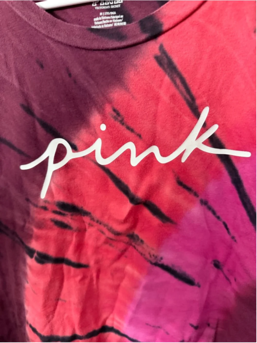 PINK Victoria's Secret M Tie-Dye Short Sleeve Tee Red Pink